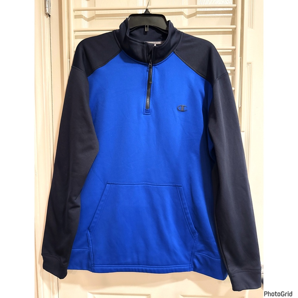 Champion Tech Fleece 1/4 Zip Blue Pullover Athleisure Activewear Performance